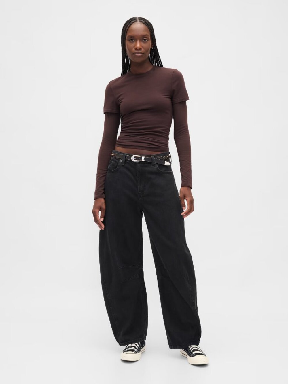 GAP - High Rise UltraSoft Horseshoe Jeans - Washed Black - Wide Barrel Leg - 28